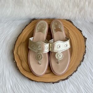 Jack Rogers gold leather sandals